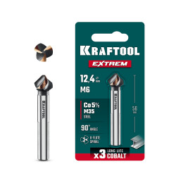 KRAFTOOL EXTREME Со5-А, d 12.4х8х56 мм, Z3, 90°, сталь M35, U-образная спираль, зенковка / 29734-6